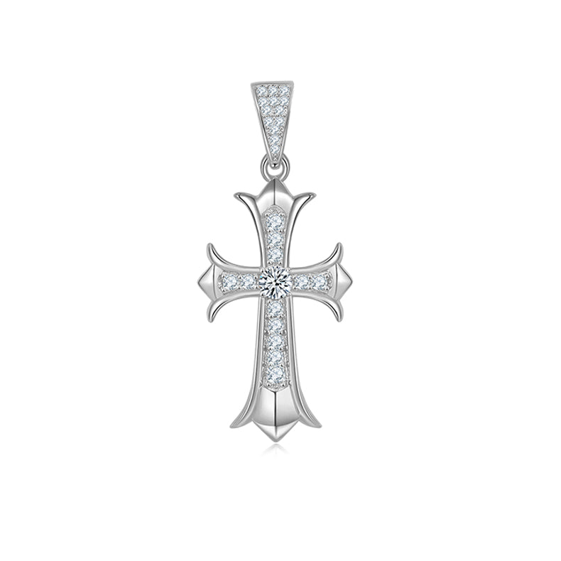 VVS Moissanite Crucifix Silver Necklace 18K Plated Gold