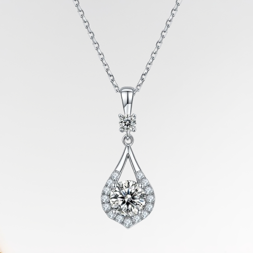 VVS Moissanite Radiant Solitaire Pendant Necklace 18K Plated Gold