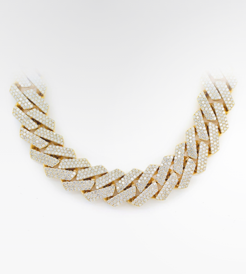 VVS Moissanite Raised Prong Miami Cuban Link Chain 18k Plated Gold (ALL SIZES)