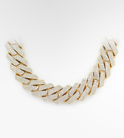 VVS Moissanite Raised Prong Miami Cuban Link Chain 18k Plated Gold (ALL SIZES)