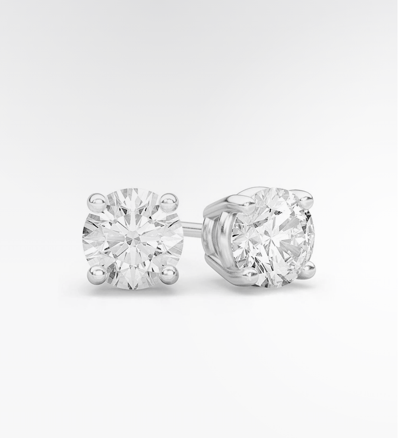 VVS Moissanite Stud Earrings 18k Plated Gold (ALL SIZES)