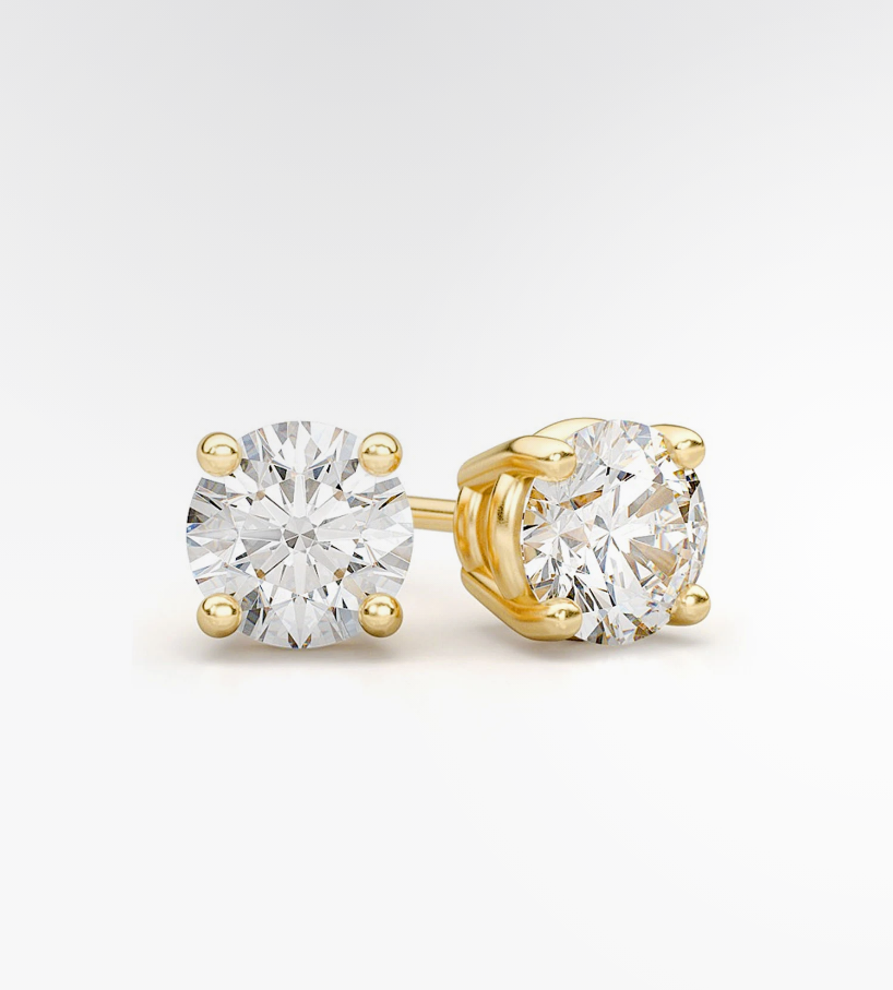 VVS Moissanite Stud Earrings 18k Plated Gold (ALL SIZES)