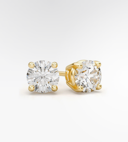 VVS Moissanite Stud Earrings 18k Plated Gold (ALL SIZES)