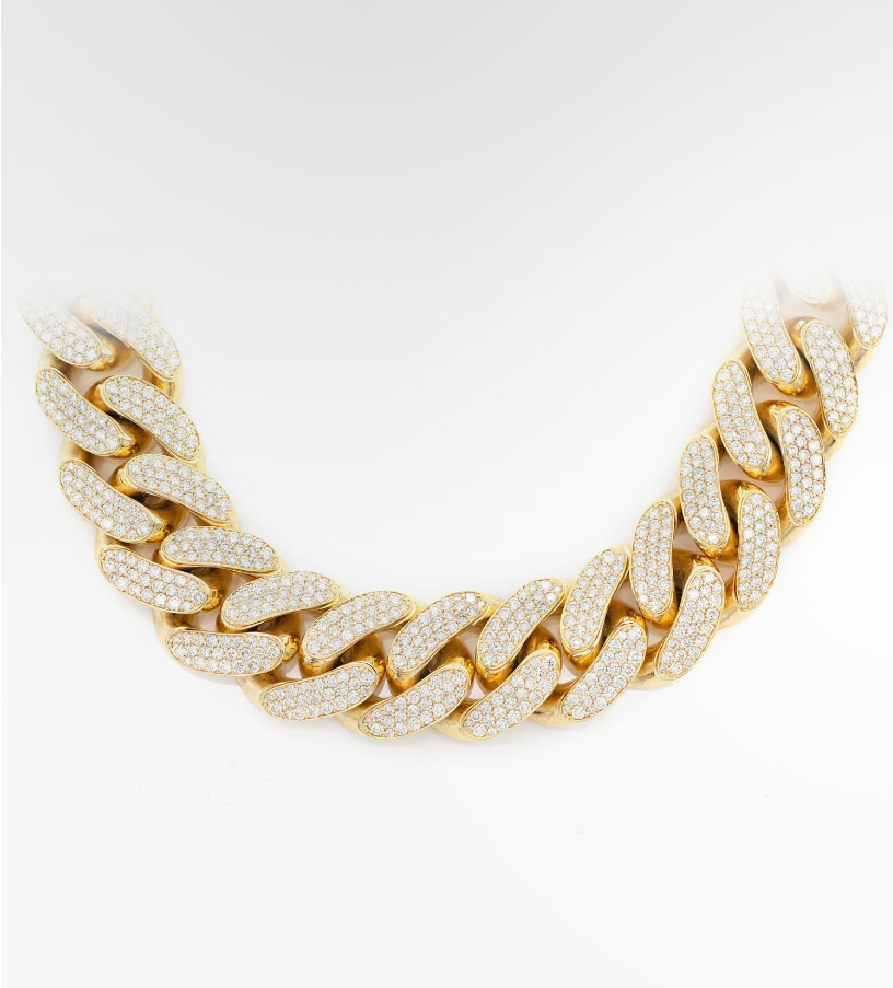 VVS Moissanite Miami Cuban Link Chain 18k Plated Gold (ALL SIZES)