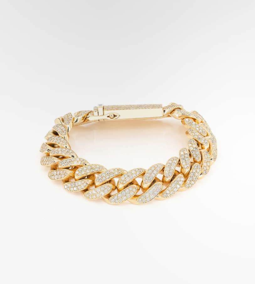 VVS Moissanite Miami Cuban Bracelet 18K Plated Gold