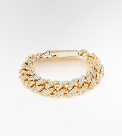 VVS Moissanite Miami Cuban Bracelet 18K Plated Gold