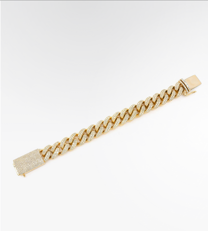 VVS Moissanite Miami Cuban Bracelet 18K Plated Gold