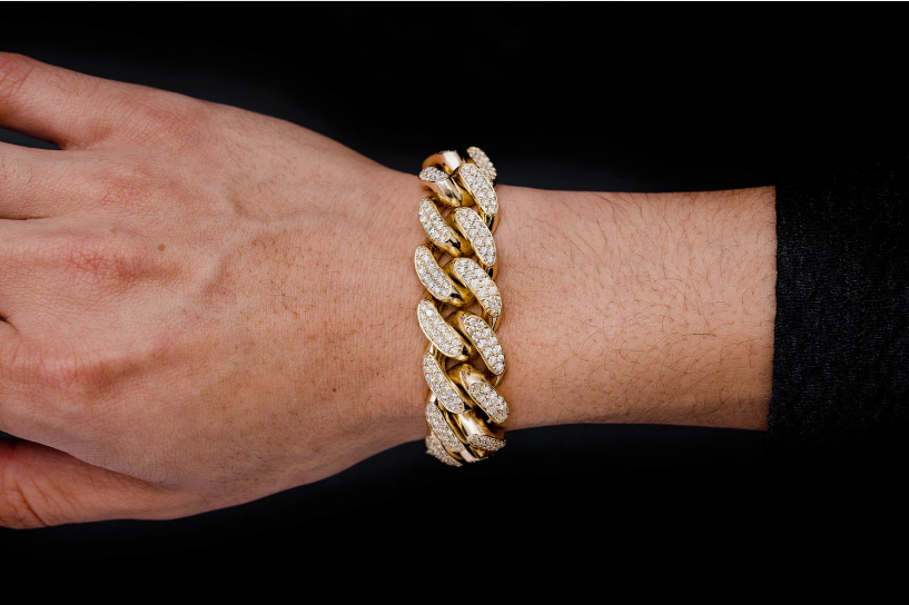 VVS Moissanite Miami Cuban Bracelet 18K Plated Gold