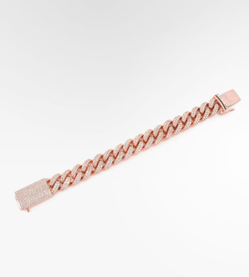 VVS Moissanite Miami Cuban Bracelet 18K Plated Gold