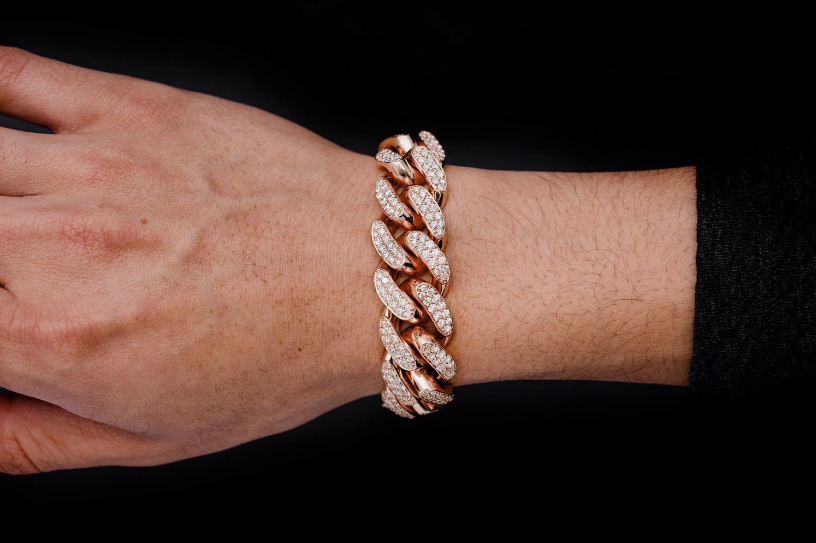 VVS Moissanite Miami Cuban Bracelet 18K Plated Gold