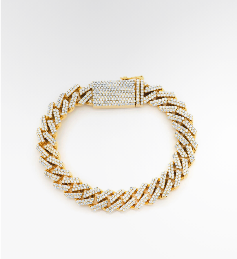 VVS Moissanite Raised Prong Miami Cuban Bracelet 18k Plated Gold (ALL SIZES)