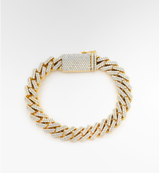 VVS Moissanite Raised Prong Miami Cuban Bracelet 18k Plated Gold (ALL SIZES)