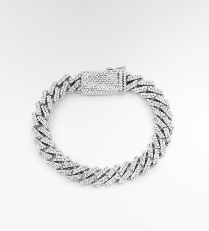 VVS Moissanite Raised Prong Miami Cuban Bracelet 18k Plated Gold (ALL SIZES)