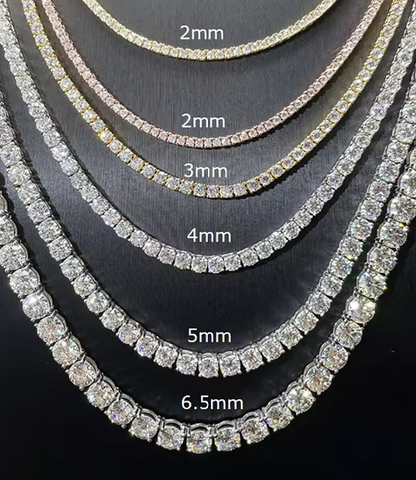 VVS Moissanite Tennis Chain 18k Plated Gold (ALL SIZES)