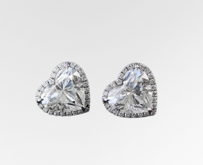 VVS Heart-Shaped Moissanite Stud Earrings 18K Plated Gold