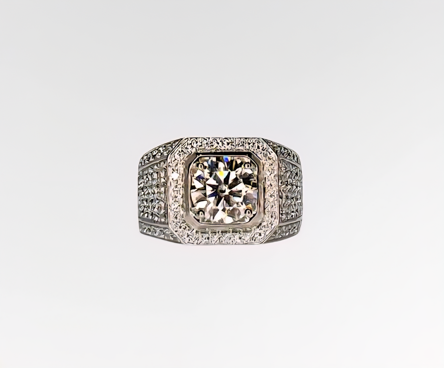 VVS 3 Carat Moissanite Signet Ring 18K Plated Gold