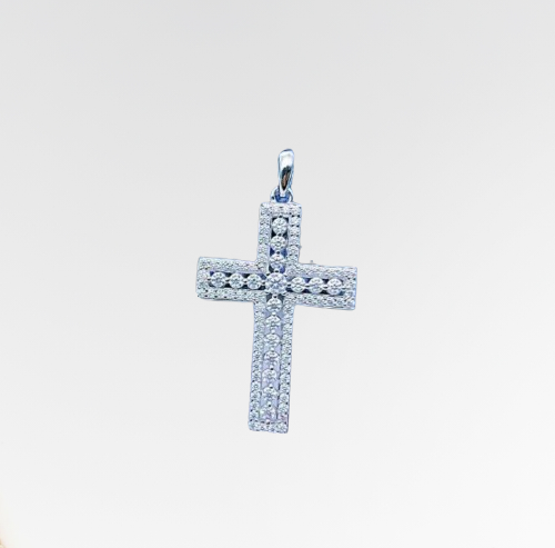 VVS Moissanite Cubic Cross Pendant 18K Plated Gold