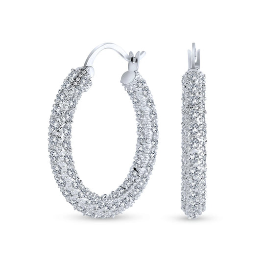 VVS Moissanite Sparkly Curved Hoop Earrings 18K Plated Gold